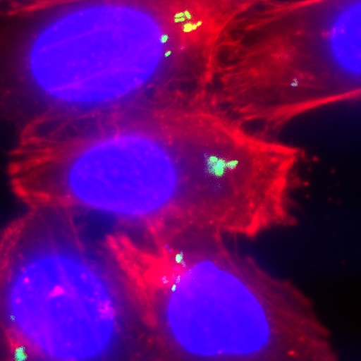 A photo of salmonella taken by Schuyler Van Englenburg, one of Palmer's students. The salmonella is seen as green inside host cells.